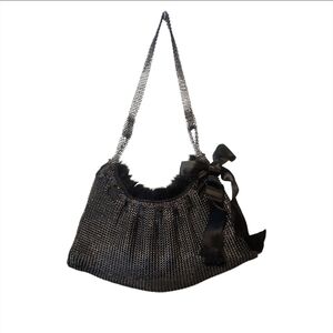 NANCY BACICH | Vintage Black Metal Mesh Purse – Ribbon Bow & Sculpted Elegance